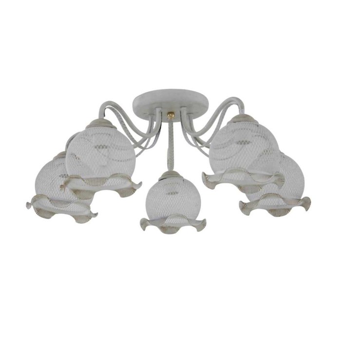 Люстра "Роза" 5x60Вт E27 белый 56x56x22см