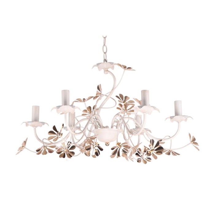 Люстра "Балли" 6x60Вт Е14 белый, золото 64x64x82см