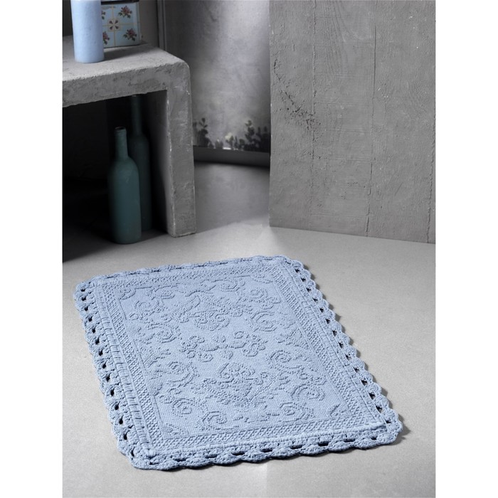 Коврик для ванной кружевной Darin, размер 55х85 см, голубой 5109
