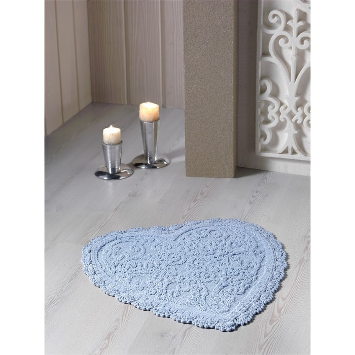Коврик для ванной кружевной Sisley, размер 60х65 см, голубой