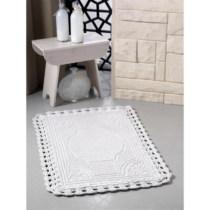 Коврик для ванной Flora кружевной, размер 55х90 см, кремовый 5111
