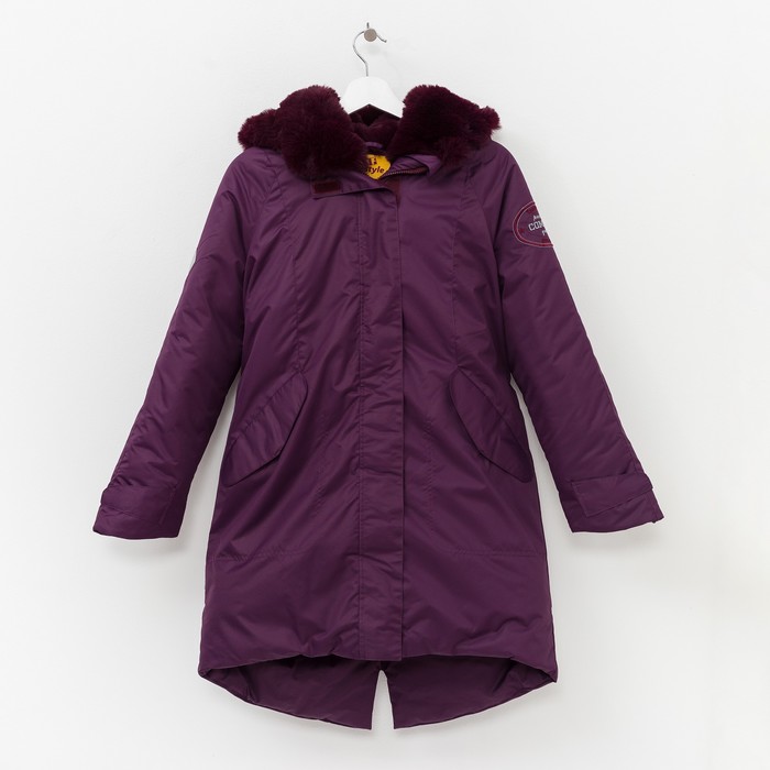 Полупальто для девочки, рост 140/36 см, цвет баклажан