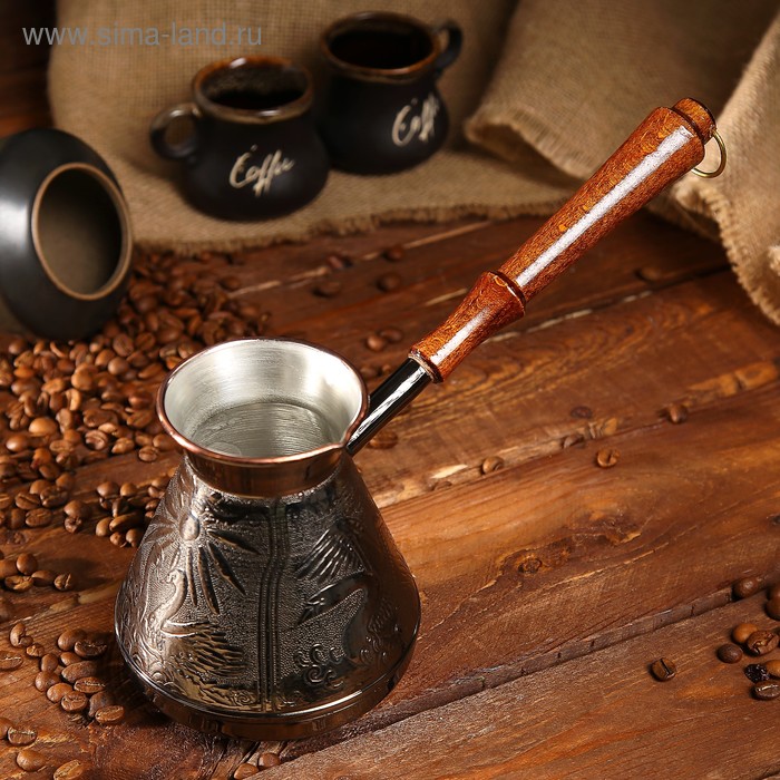 vetta турка для кофе 540 мл медная 2 дизайна Турка для кофе медная «Верность», 0,6л