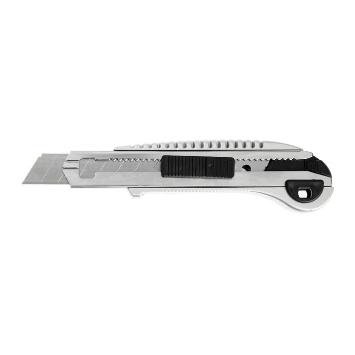 фото Нож универсальный тундра, усиленный, металлический, квадратный фиксатор, 18 мм