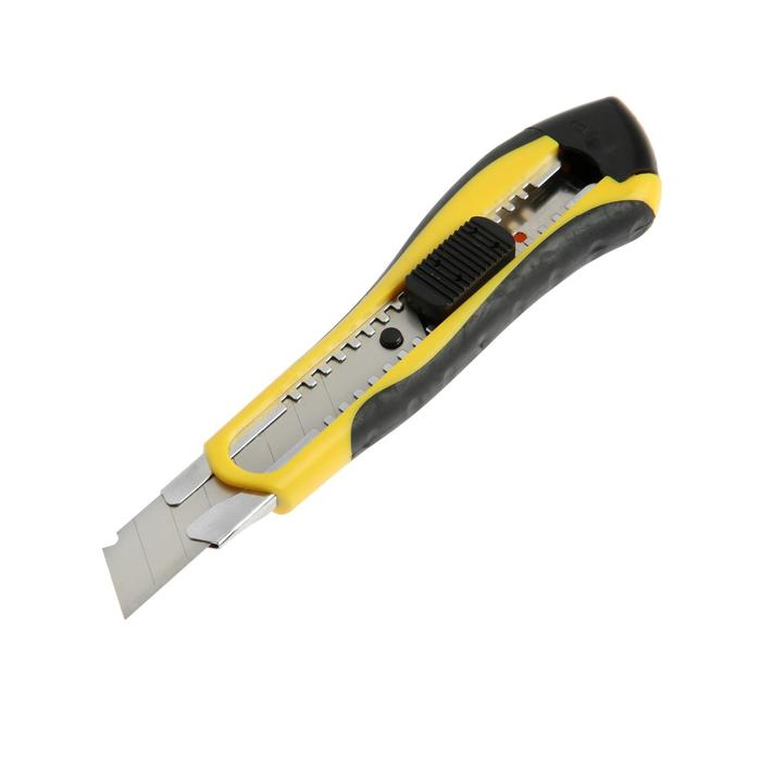 Нож универсальный TUNDRA comfor black, усиленный, прорезиненный, квадратный фиксатор, 18 мм   281297