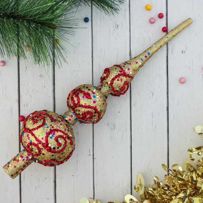 Наконечник "Красные узоры на золотом" 7*29 см