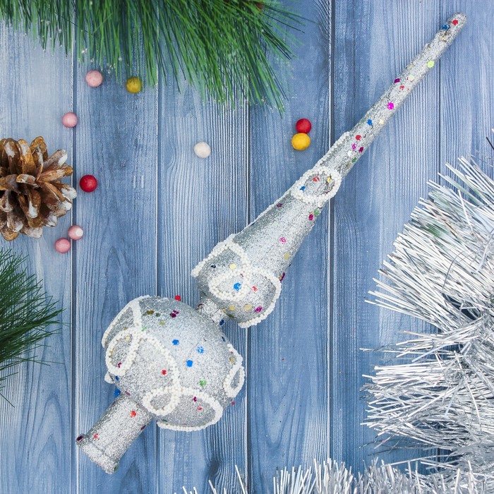 Наконечник "Белые узоры на серебре" 6*15,5 см