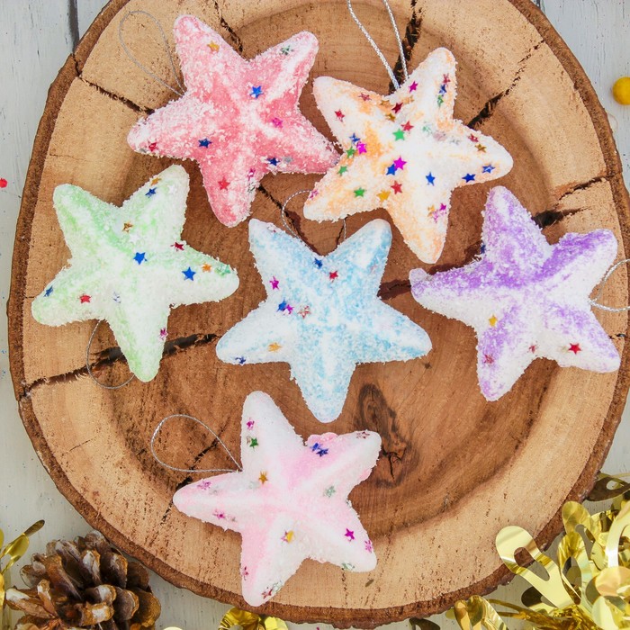 Украшение ёлочное "Звёздный перелив" (набор 6 шт) 6*6 см