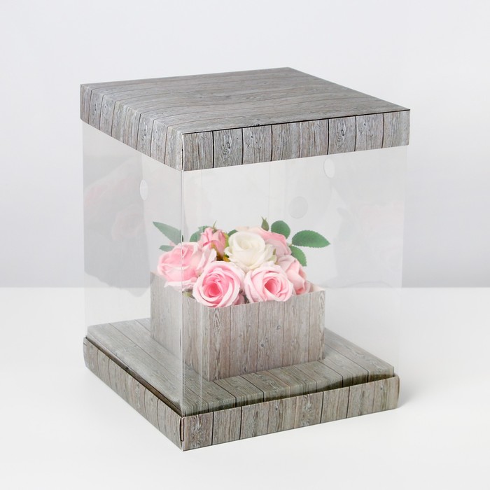 

Коробка для цветов с вазой и PVC-окнами складная «Чудесный букет», 23 × 30 × 23 см