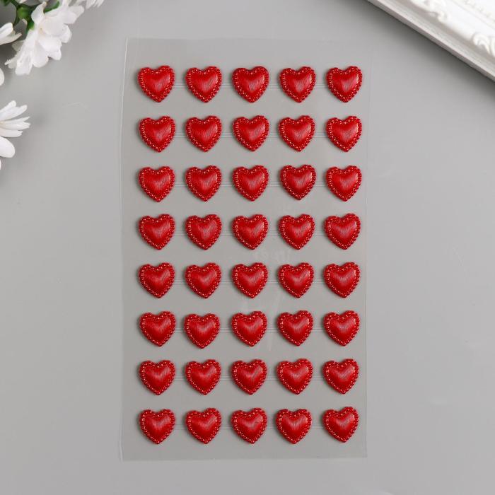 Наклейка пластик стразы "Сердечки-кристаллы с рисунками" 1,1х1,1 см МИКС 23х9,5 см