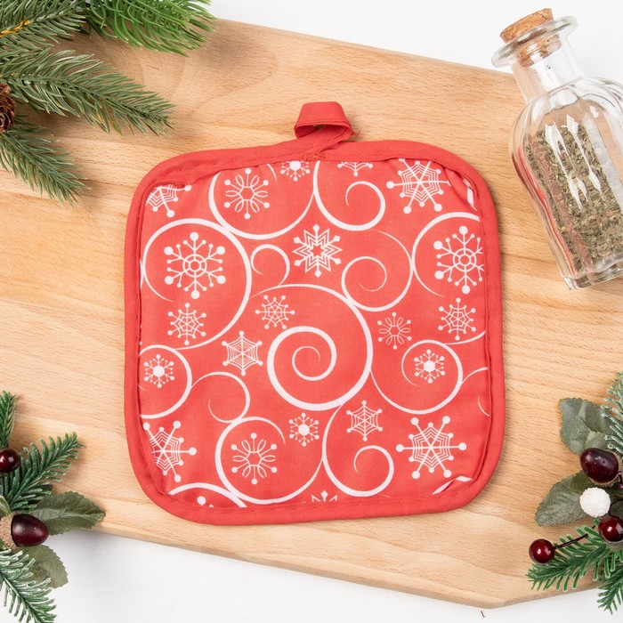 Прихватка НГ 16*16 см "Морозный узор", 50% х/л,50% п/э