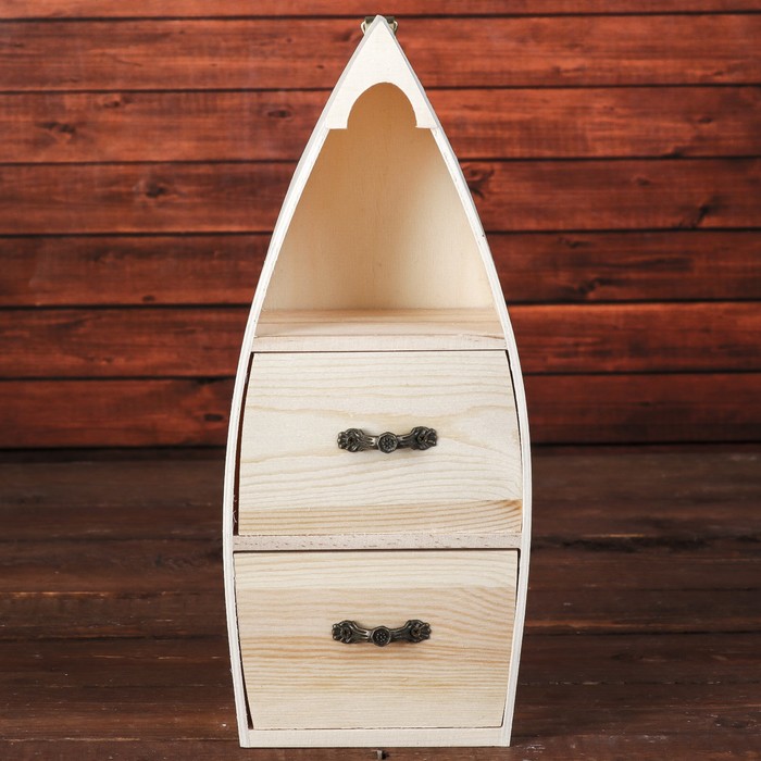 Шкатулка дерево для росписи 2 ящика "Лодочка" 25,5х11х6,2 см