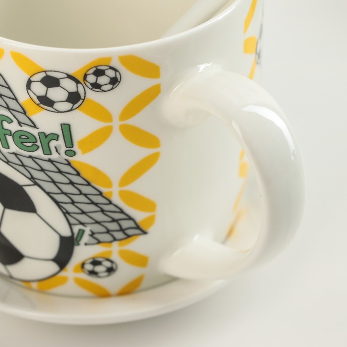 Кружка 320 мл "Футбол", с подставкой и ложкой, рисунок МИКС