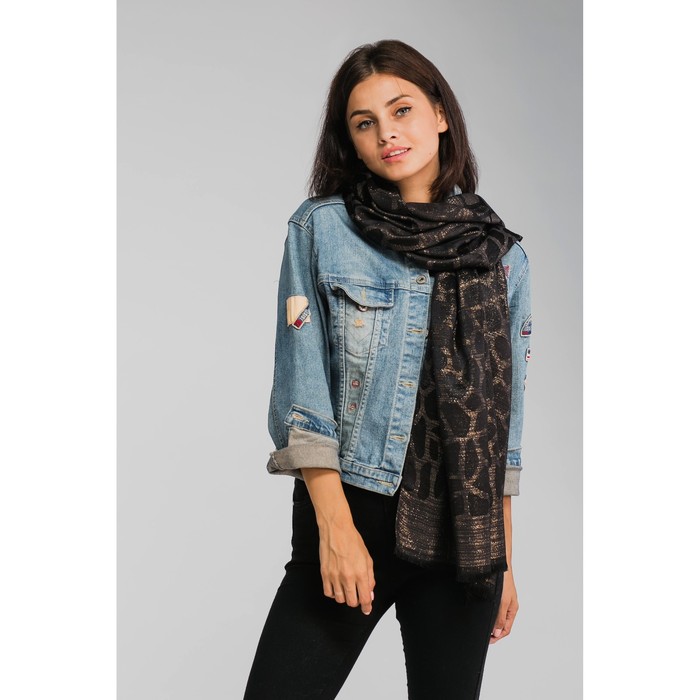 Палантин женский Этель "Лейла", размер 70*180 см, цвет чёрный