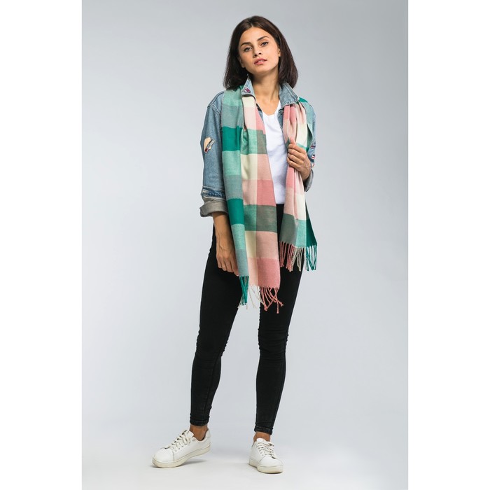 Палантин женский Этель "Джули", размер 30*170 см, цвет зелёный/жёлтый/оранжевый
