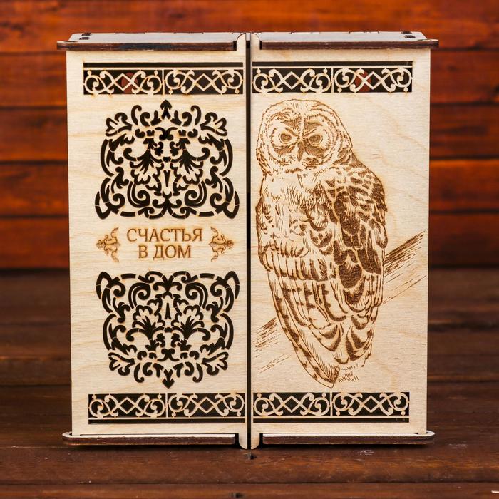 Ключница дерево "Сова на створке" 18х20,5х6 см