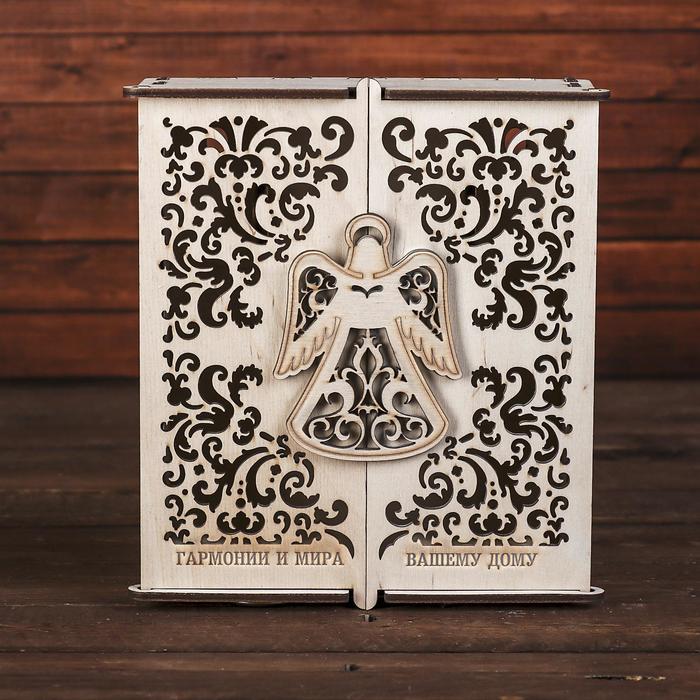 Ключница дерево "Ангел. Гармонии и мира вашему дому" 18х20,5х6 см
