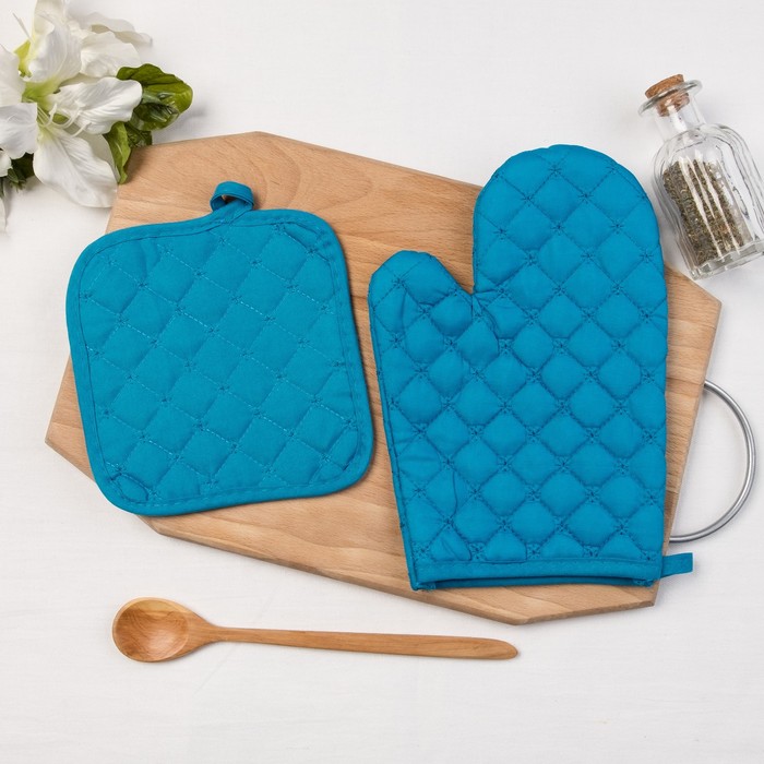 Кух. набор 2 пр. Collorista "Голубика" прихватка 16*16 см, варежка 16*23 см