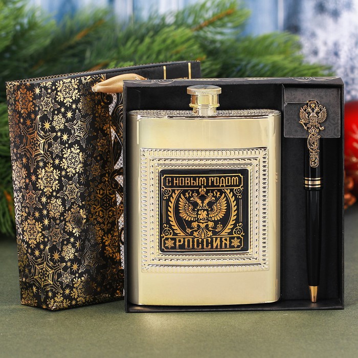 Набор "Россия", фляжка 240 мл, ручка