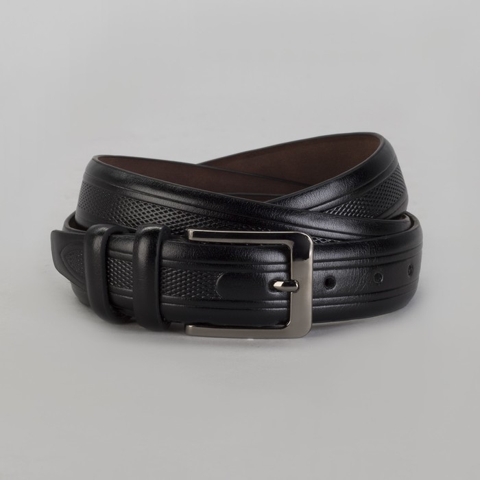 Ремень мужской Великан, пряжка тёмный металл, ширина - 3,5 см, цвет чёрный