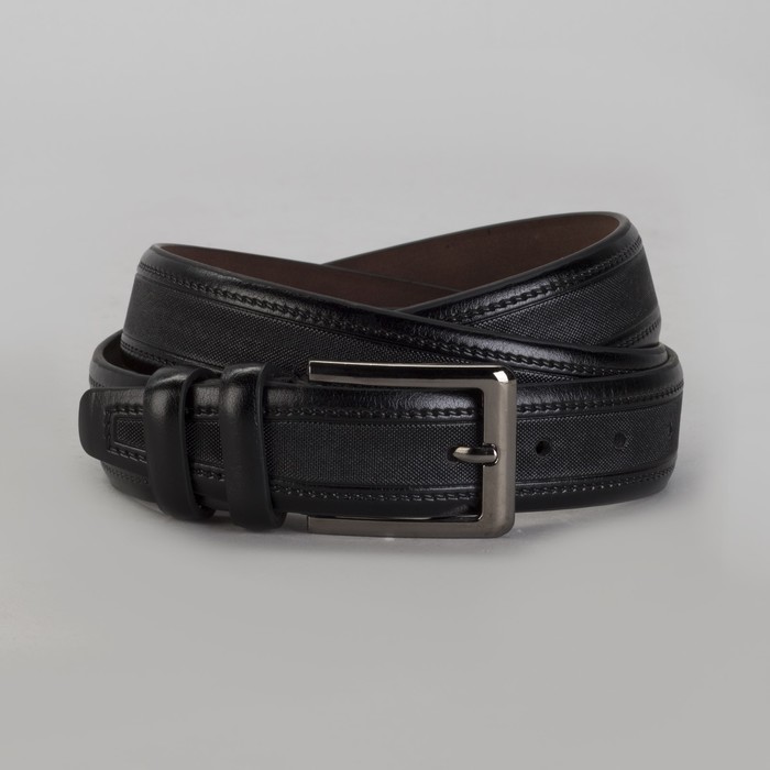 Ремень мужской Великан, пряжка тёмный металл, ширина - 3,5 см, цвет чёрный