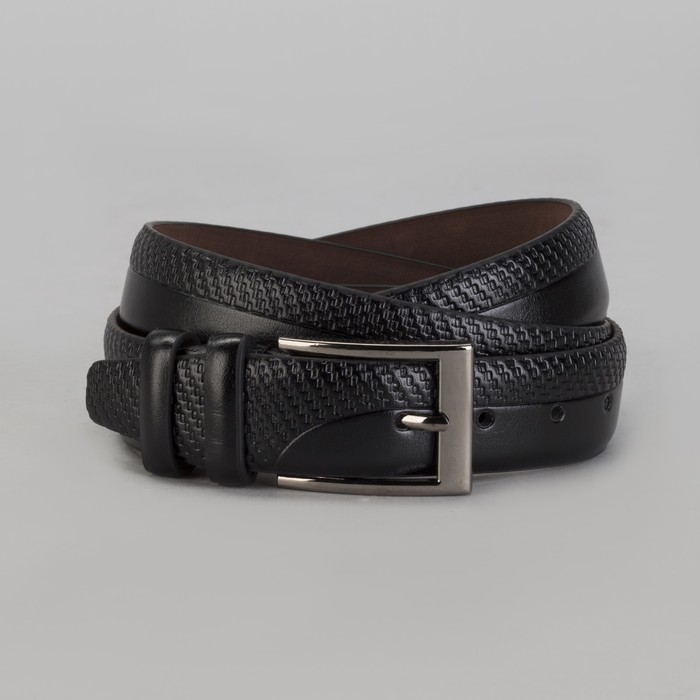 Ремень мужской Великан, гладкий, пряжка тёмный металл, ширина - 3,5 см, цвет чёрный