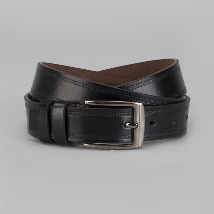 Ремень мужской Великан, пряжка металл, ширина - 3,5 см, цвет чёрный