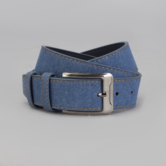 Ремень мужской, джинс, пряжка металл, ширина - 4,5 см, цвет синий