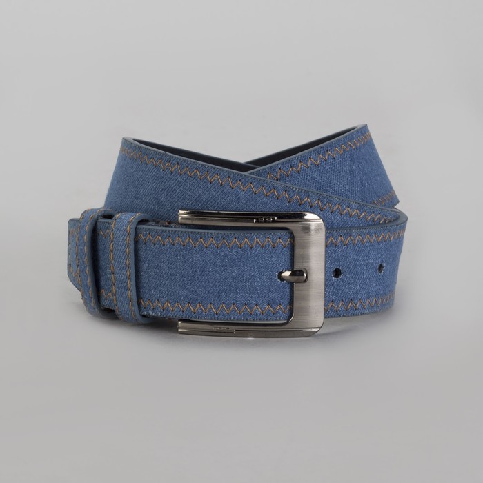 Ремень мужской, джинс, пряжка металл, ширина - 4,5 см, цвет синий