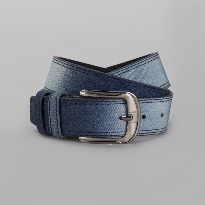 Ремень мужской, джинс, пряжка металл, ширина - 4,5 см, цвет тёмно-синий