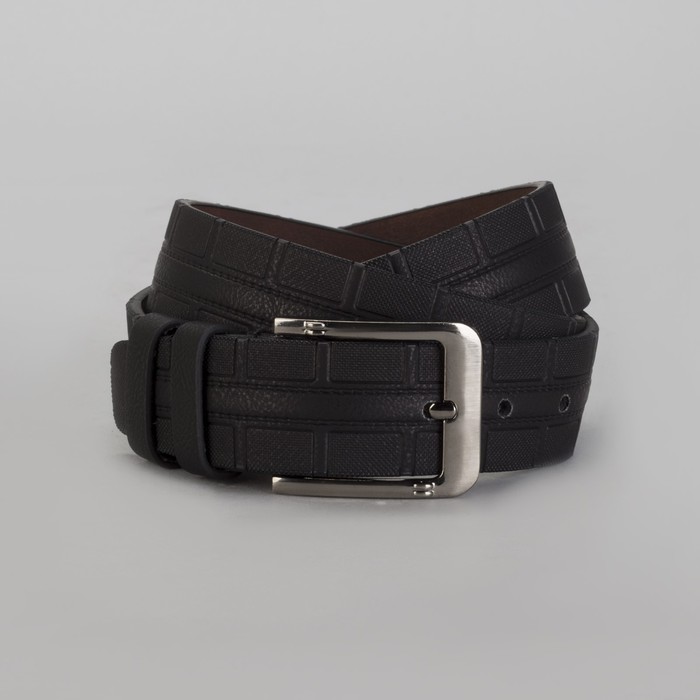 Ремень мужской, винт, пряжка металл, ширина - 4 см, цвет чёрный