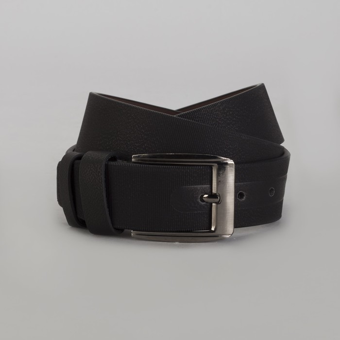 Ремень мужской, винт, пряжка металл, ширина - 4 см, цвет чёрный