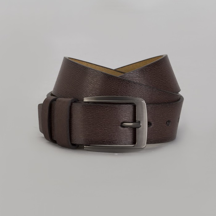 Ремень мужской, пряжка тёмный металл, ширина - 4 см, цвет кофе