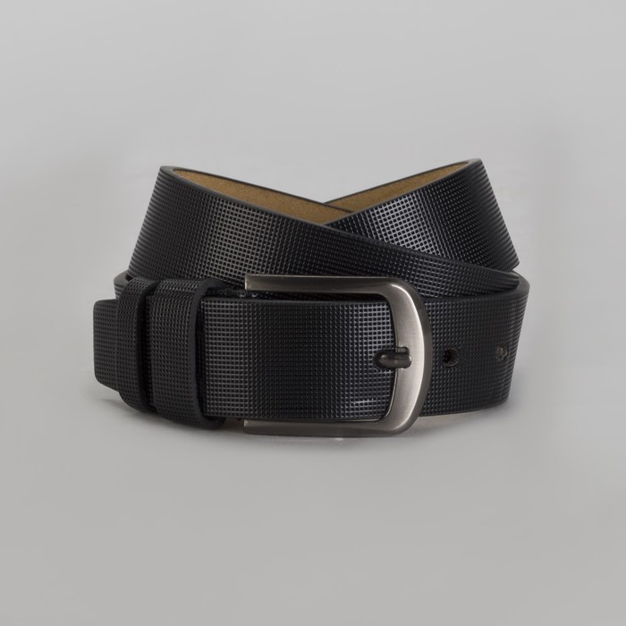 Ремень мужской, пряжка тёмный металл, ширина - 4 см, цвет чёрный