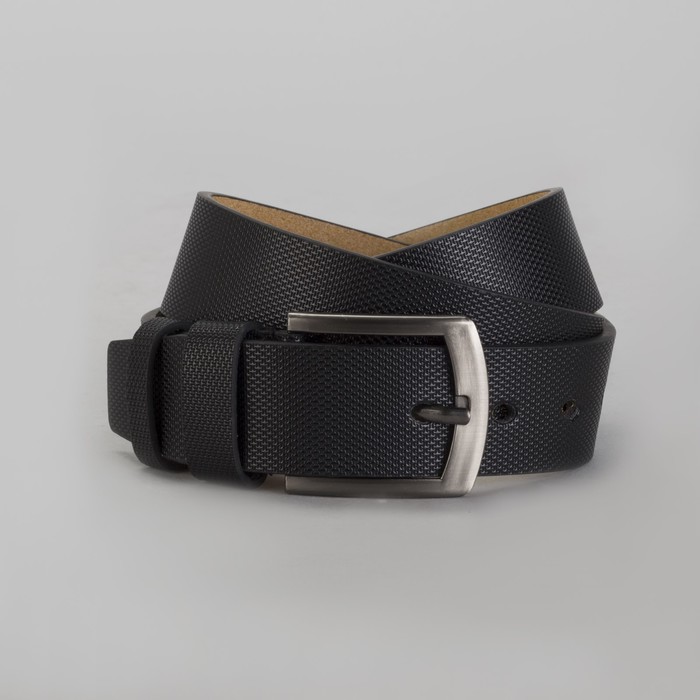 Ремень мужской, пряжка тёмный металл, ширина - 4 см, цвет чёрный