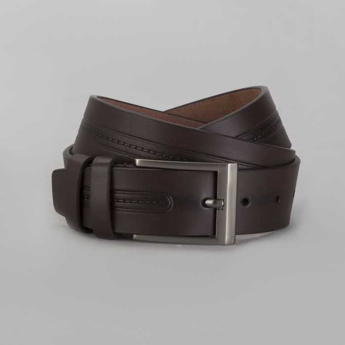 Ремень мужской, пряжка тёмный металл, ширина - 4 см, цвет кофе