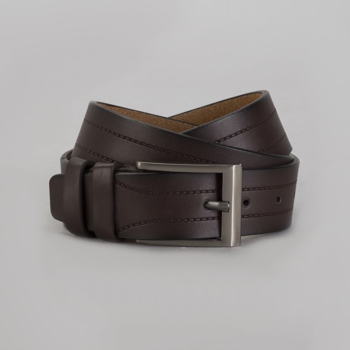 Ремень мужской, пряжка тёмный металл, ширина - 4 см, цвет кофе