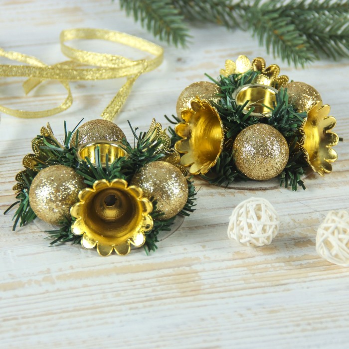 Набор подсвечников "Золотые колокольчики" (набор 2 шт) 4*17*13,5 см  Уценка