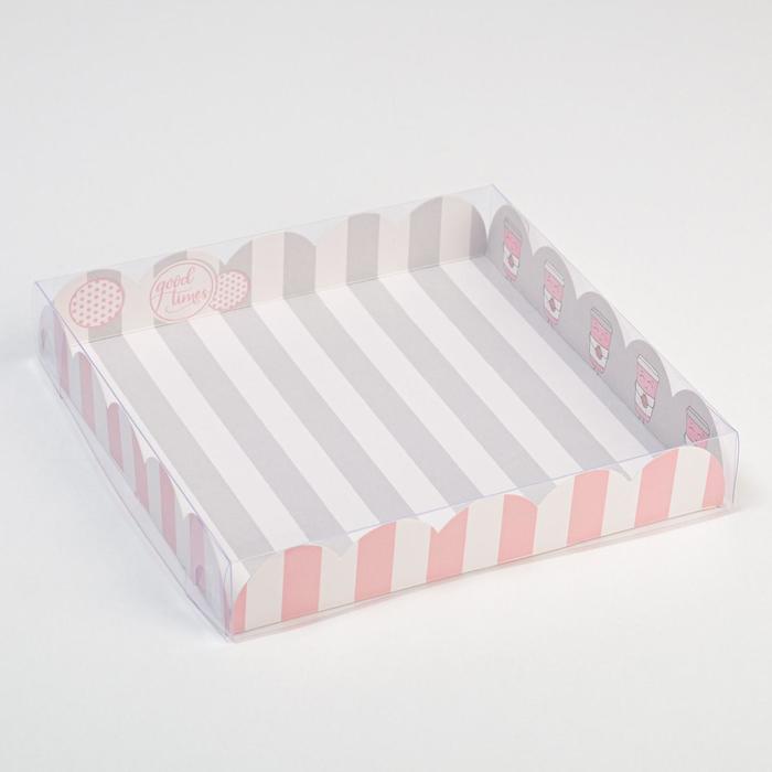 Коробка для кондитерских изделий с PVC крышкой «Доброе утро!», 18 х 18 х 3 см