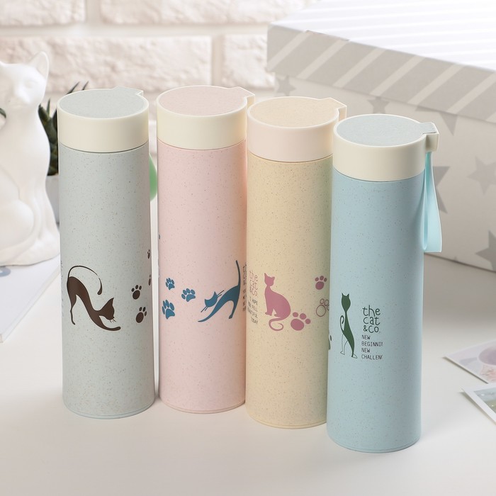 Бутылка 360 мл "Котики", цвета МИКС