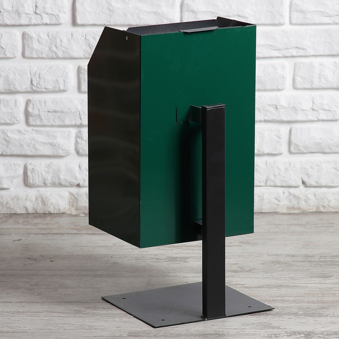 Урна уличная квадратная с пепельницей, 17 л, зелёная
