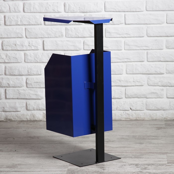 Урна уличная квадратная с крышей,17 л, синяя