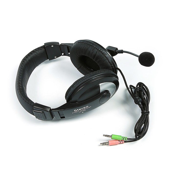 Гарнитура Luazon, регулятор громкости, тканевая оплётка, на оголовье, черная