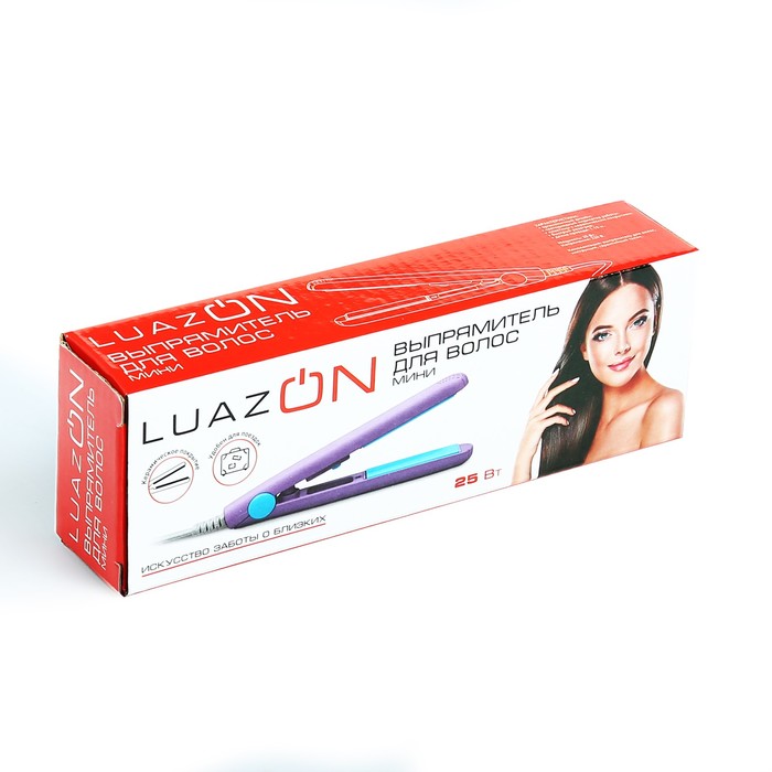 Выпрямитель мини LuazON LW-27, 25 Вт, керамическое покрытие, белые пластины, розовый