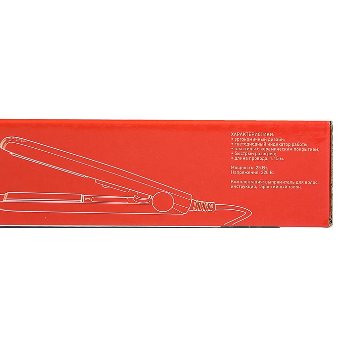 Выпрямитель мини LuazON LW-27, 25 Вт, керамическое покрытие, белые пластины, розовый