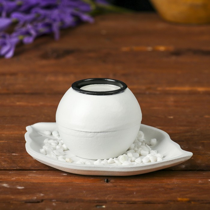 Подсвечник дерево 1 свеча "Эйфелева башня" свеча в комплекте+камушки 12х16х6 см