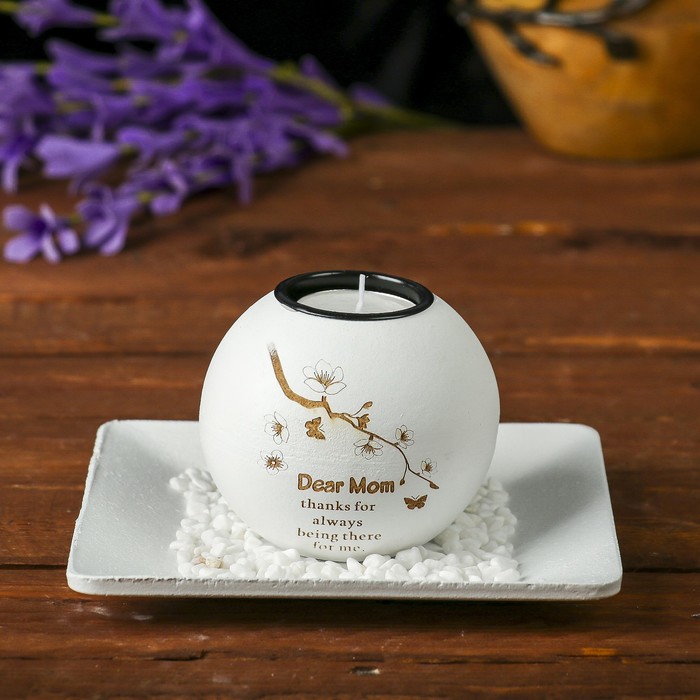 Подсвечник дерево 1 свеча "Золотая ветвь" свеча в комплекте+камушки 9х15,3х15,3 см