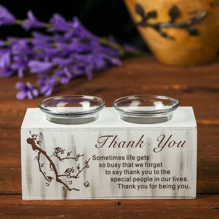 Подсвечник дерево 2 свечи "Золотая ветвь" свеча в комплекте 8,2х15,8х7,2 см