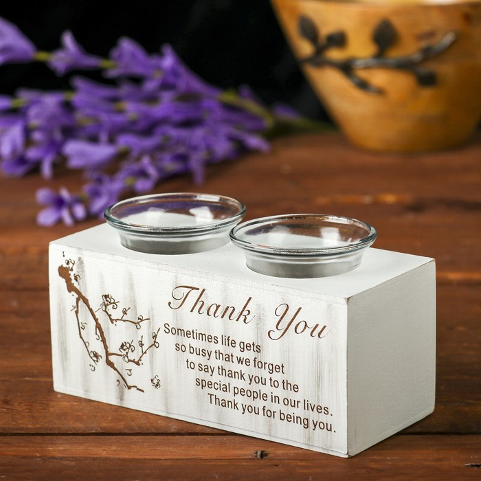 Подсвечник дерево 2 свечи "Золотая ветвь" свеча в комплекте 8,2х15,8х7,2 см