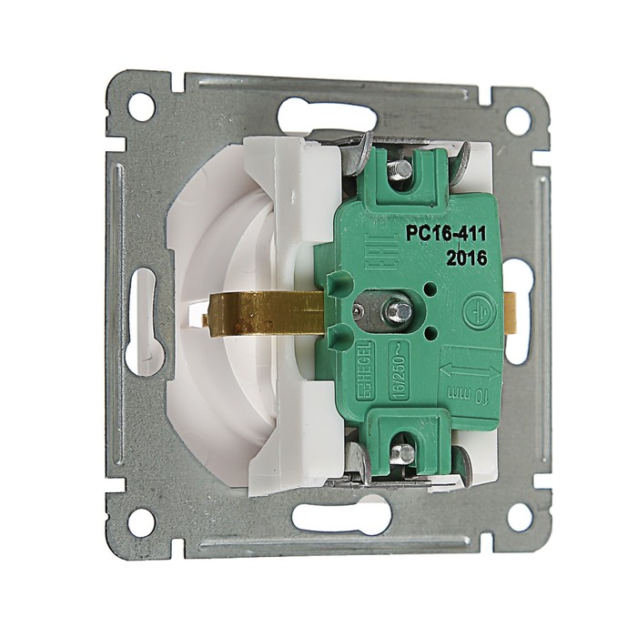 Розетка HEGEL "Мастер" РС16-411, 16 А, одноместная, скрытая, с з/к, белый